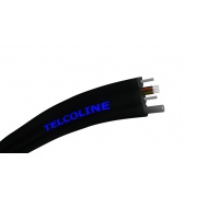 Kabel światłowodowy TELCOLINE 8F FTTX drop, płaski, czarny, wzmocnienie stalowe